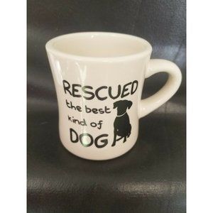 Dog Coffee Cup Mug Graphic 'Rescued the Best' Ston